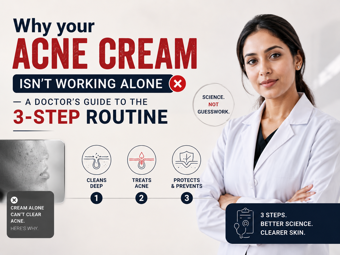 Why your acne cream isn't working alone — a doctor's guide to the 3-step routine
